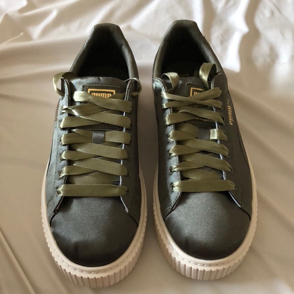 puma basket platform olive puma basket platform olive